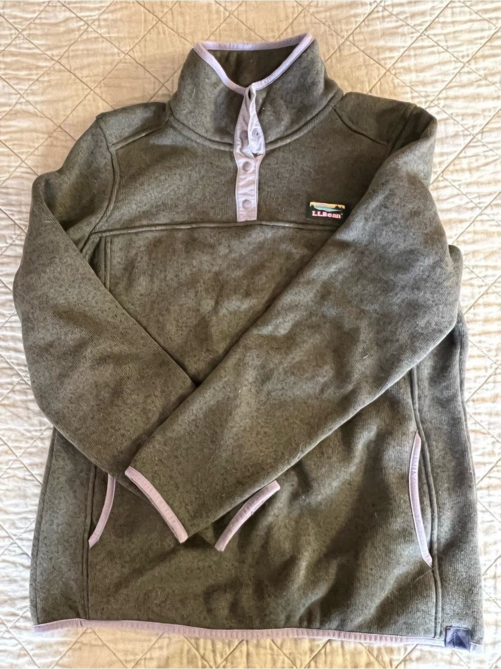 L.L. Bean Olive Green Fleece Pullover